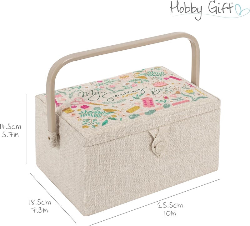 Hobby Gift صندوق تخزين متوسط للحرف والخياطة والهوايات، صينية ملحقات، وسادة دبابيس، جيوب، 10 x 7.3 x 5.7" - صندوق خياطي الخاص بي - Image 3